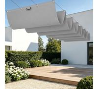 Vela Parasole Retrattile con Occhielli 800 x 300 cm Senza Foratura Telo Ombreggiante con Occhielli e Cordino per Esterno, Terrazzo, Giardino, Balcone, Patio, Grigio Chiaro