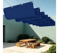 Vela Parasole Retrattile con Occhielli 800 x 900 cm Regolabile Vela Parasole Retrattile a Onda con Occhielli e Cordino per Esterno, Terrazzo, Giardino, Balcone, Patio, Blu Scuro