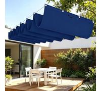 Vela Parasole Retrattile con Occhielli 900 x 360 cm Regolabile Tenda da Sole Esterno con Occhielli con e Cordino per Terrazza, Pergola, Veranda, Giardino, Blu Scuro