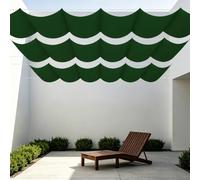 Vela Parasole Retrattile con Occhielli 900 x 420 cm Senza Foratura Telo Ombreggiante con Occhielli e Cordino per Patio, Terrazza, Giardino, Veranda, Protezione Esterna, Verde Scuro