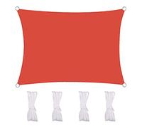 Vela parasole rettangolare, 3 x 5 m, impermeabile, protezione dai raggi UV, 95% resistente al vento, resistente agli strappi, per giardino, patio, piscina, colore rosso durevole