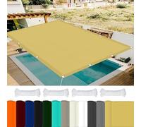 Vela Parasole Rettangolare 4 x 10 m 98% Protezione UV Rete Ombreggiante con Fune per Giardino, Balcone, Piscina, Color Crema