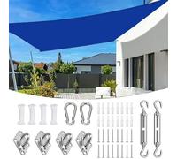 Vela parasole rettangolare impermeabile, 3,6 x 4,8 m, protezione UV per balcone, giardino, patio, include kit di fissaggio per baldacchino da esterno, 3,6 x 4,8 m, colore blu reale