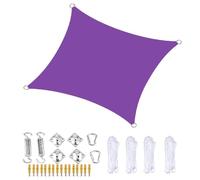 Vela parasole rettangolare, impermeabile, con fissaggio a corda, protezione UV al 95%, baldacchino per esterni, giardino, feste, cortile, prato (2,5 x 2,5 m, viola)