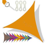 Vela parasole triangolare, protezione dai raggi UV del 95%, impermeabile, per giardino, balcone, terrazza, con corda, giallo mango, 2,4 x 2,4 x 2,4 m