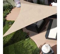 BAKAJI Vela Telo Parasole Tenda Triangolare Ombreggiante in Tessuto Resistente Protezione UV 90% per Ombra Giardino Terrazzo con Aggancio Connettori a D Colore Beige Corda Inclusa (5 x 5 Metri)