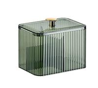 Velae Dispenser per tamponi di cotone, 3 griglie Q-Tip, porta cotton fioc con coperchio trasparente, organizer per cosmetici, organizer per bagno per la casa (verde)