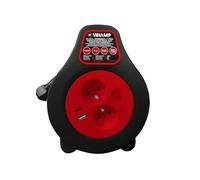 Velamp avvolgicavo elettrico 7 metri - 2 prese French type 2P+T + porta USB - cavo 1,0 mm², protezione termica, corpo compatto da interno
