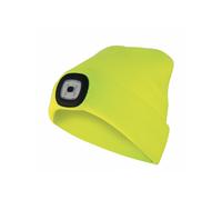 Velamp Lighthouse Berretto LED Ricaricabile - Giallo fluo - 100 lm, 3 Livelli di Luminosità, Luce Frontale Rimovibile, Lavabile, USB - Perfetto per Outdoor, Caccia, Campeggio, Dog-walking