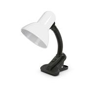 VELAMP CHARLESTON Lampada da tavolo con collo flessibile - Design moderno - Ideale per scrivania, lettura e comodino - Attacco lampadina E27 - Colore bianco