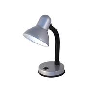 VELAMP CHARLESTON Lampada da tavolo con collo flessibile - Design moderno - Ideale per scrivania, lettura e comodino - Attacco lampadina E27 - Colore silver