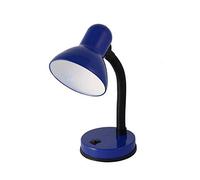 VELAMP CHARLESTON Lampada da tavolo con collo flessibile - Design moderno - Ideale per scrivania, lettura e comodino - Attacco lampadina E27 - Colore blu