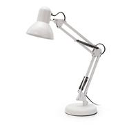 VELAMP Charleston XL Lampada da tavolo con collo flessibile - Design moderno - Ideale per scrivania, lettura e comodino - Attacco lampadina E27 - Colore Bianco