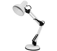 VELAMP Charleston XL Lampada da tavolo con collo flessibile - Design moderno - Ideale per scrivania, lettura e comodino - Attacco lampadina E27 - Colore Bianco