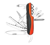 Velamp Coltello Multitool 15 in 1 - pocket knife con lama in acciaio inox, cacciaviti, apribottiglie, lime e utensili integrati, compatto e robusto per campeggio e outdoor