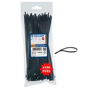 VELAMP - Fascette Stringicavo Nere 2,5x100mm, 100 Pz - Fascette Plastica Stringitubo Adatte a Cablaggi Elettrici e Lavori Fai da Te, Resistenti a Rottura, UV e Temperature - Diametro Legatura Max 22mm