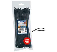 VELAMP - Fascette Stringicavo Nere 2,5x150mm, 100 Pz - Fascette Plastica Stringitubo Adatte a Cablaggi Elettrici e Lavori Fai da Te, Resistenti a Rottura, UV e Temperature - Diametro Legatura Max 35mm