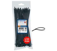 VELAMP - Fascette Stringicavo Nere 2,5x200mm, 100 Pz - Fascette Plastica Stringitubo Adatte a Cablaggi Elettrici e Lavori Fai da Te, Resistenti a Rottura, UV e Temperature - Diametro Legatura Max 53mm