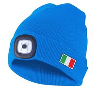 VELAMP Italia, Cappellino con Luce LED Frontale, 100 Lumen, Ricaricabile, Lavabile. per Campeggio, Jogging, Lavoro Unisex Adulto, Azzurro, Taglia Unica