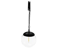 VELAMP Joy Lampada Solare LED a Sospensione Ø10 cm - Luce Calda 3000 K Effetto Filamento, IP44, Ricarica Automatica, Design Nero per Terrazzi, Portici e Gazebo