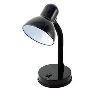VELAMP CHARLESTON Lampada da tavolo con collo flessibile - Design moderno - Ideale per scrivania, lettura e comodino - Attacco lampadina E27 - Colore nero