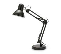 VELAMP - Lampada da Tavolo con Braccio Regolabile Charleston XL, Lampada da Scrivania Design Moderno, Abat Jour da Comodino per Lettura con Pinza da Tavolo - Attacco Lampadina E27, Cavo 150cm - Nera