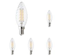Velamp lampadina LED a filamento forma Tortiglione (C35) - Attacco a vite piccolo (E14) - Potenza 6W Equivalenti 60W - Luminosità 806lm - Temperatura colore 2700K (luce calda) (Confezione da 5)