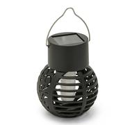 Velamp Lanterna Solare a Sospensione con Effetto Fiamma - LED Flame, Ricarica Automatica al Tramonto, IP44, Nero - Decorazione Scenica senza Fili per Giardino, Terrazzo, Balcone