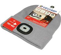 Velamp Lighthouse Berretto LED Ricaricabile - Grigio - 100 lm, 3 Livelli di Luminosità, Luce Frontale Rimovibile, Lavabile, USB - Perfetto per Outdoor, Caccia, Campeggio, Dog-walking