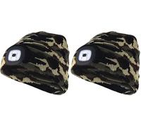 Velamp Lighthouse Berretto LED Ricaricabile - Mimetico - 100 lm, 3 Livelli di Luminosità, Luce Frontale Rimovibile, Lavabile, USB - Perfetto per Outdoor, Caccia, Campeggio, Dog-walking