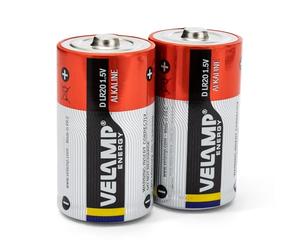 VELAMP LR20/2BP Batteria Torcia LR20 D, Alkaline, Rosso