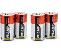 VELAMP LR20/2BP Pila alcalina LR20, D, Torcia,1,5V-Blister da 2 Pile, Rosso (Confezione da 2)