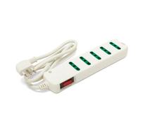 Velamp Multipresa - 5 Prese Bipasso (10/16A) - Spina Angolare piccola (10A) - Con interruttore di sicurezza Colore Bianco