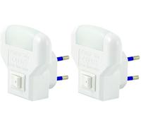 Velamp Notturna 2 LED, con Interruttore ON/off. Luce soffusa, Bianco, 14 x 10 x 6 cm (Confezione da 2)