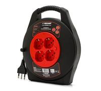 Velamp Prolunga Elettrica con Avvolgicavo 10mt - 4 Prese Polivalenti (Schuko + 10/16A) - Spina Grande 16A - Interruttore di Protezione - Cavo elettrico multipolare 3G Sezione 1,0 mm²