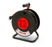 Velamp Prolunga Elettrica con Avvolgicavo 50mt - 4 Prese Polivalenti (Schuko + 10/16A) - Spina Grande 16A - Interruttore di Protezione - Cavo elettrico multipolare 3G Sezione 1,5 mm²