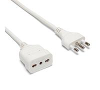 Velamp Prolunga elettrica da 10 metri - Spina grande (16A) e presa bipasso grande/piccola da (10A/16A) - Ideale per collegare gli apparati domestici - Colore bianco