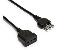 Velamp Prolunga elettrica da 3 metri - Spina grande (16A) e presa bipasso grande/piccola da (10A/16A) - Ideale per collegare gli apparati domestici - Colore nero