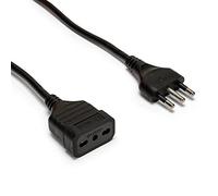 Velamp Prolunga elettrica da 5 metri - Spina grande (16A) e presa bipasso grande/piccola da (10A/16A) - Ideale per collegare gli apparati domestici - Colore nero