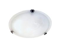 VELAMP Sirio Plafoniera Tonda in Vetro, alabastro, Diametro 30cm. Attacco per 1 Lampadina E27. Compatibile LED. Montaggio Semplice. Design Elegante, Bianco