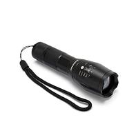 VELAMP Steel-Torcia LED Potente - Impermeabile IP54 - Fascio Luminoso Regolabile con Zoom-Interruttore tattico - Ideale per Uso Professionale ed all’Aperto - 3 batterie Tipo AA, Nero