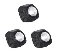 Velamp Sunstone Lampada Solare a Forma di Pietra - 3 LED Integrati, Nutrimento Solare, Accensione Automatica al Tramonto, Effetto Realistico Roccia, Plastica UV-resistente (Confezione da 3)