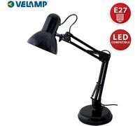 VELAMP TL1207N CHARLESTON: Lampada da tavolo "architetto" nera attacco E27