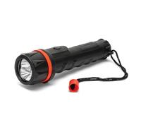 VELAMP Torcia LED impermeabile - Impugnatura antiscivolo e laccetto - Alta potenza e resistenza - Per uso esterno ed emergenze - 2 batterie tipo AA