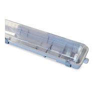 Velamp Vuota NEPF258 Esterno Impermeabile IP65 per 2 Tubi LED. Plafoniera da Giardino. Pre Cablata. Montaggio Semplice. Lunghezza 157,5cm, Grigio