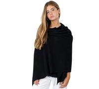 Velanio Cashmere Lussuoso scialle da viaggio lavorato a maglia, stola pashmina, sciarpa per tutte le stagioni da donna 90% lana 10% cashmere, Velluto nero., Large