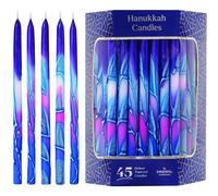 Velas de Hanukkah c nicas premium, decoradas a mano, con m ltiples salpicaduras en azul y rosa, sin goteo, de The Dreidel Company