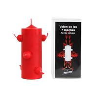 VELAS MARIANO Velone nero 7 stoppini 16 cm altezza x 5,5 cm larghezza per rituali di pulizia (rosso)