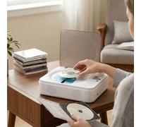VELATEMOR Lettore CD Bluetooth Lettore Musicale Portatile retrò con Doppi Altoparlanti per Casa e Viaggio Design ABS Resistente