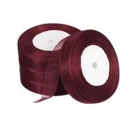 Velato Organza Nastro 51/64" 50 Iarde,4 Rotolo Chiffon Tessuto,Borgogna Rosso